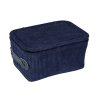 Úložný košík do koupelny s víkem ANELA, 14 x 19 cm, tmavě modrý, WENKO