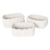 Úložné koše z bavlny KARGO, skandinavský styl, 3 kusy, bílá barva