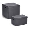 Úložný koš s víkem, recyklovaný karton, 33,5 x 33 x 32 cm, antracitový