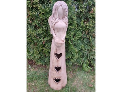 Anděl velký hnědý srdce 63 cm