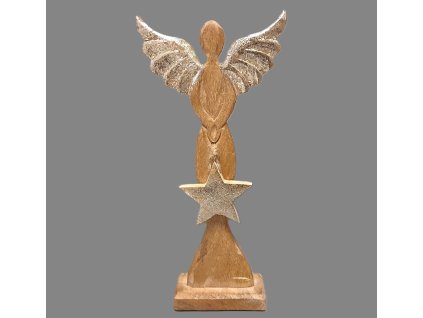 Anděl dřevěný zlatá křídla