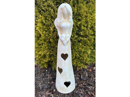 Anděl velký bílý srdce 63 cm