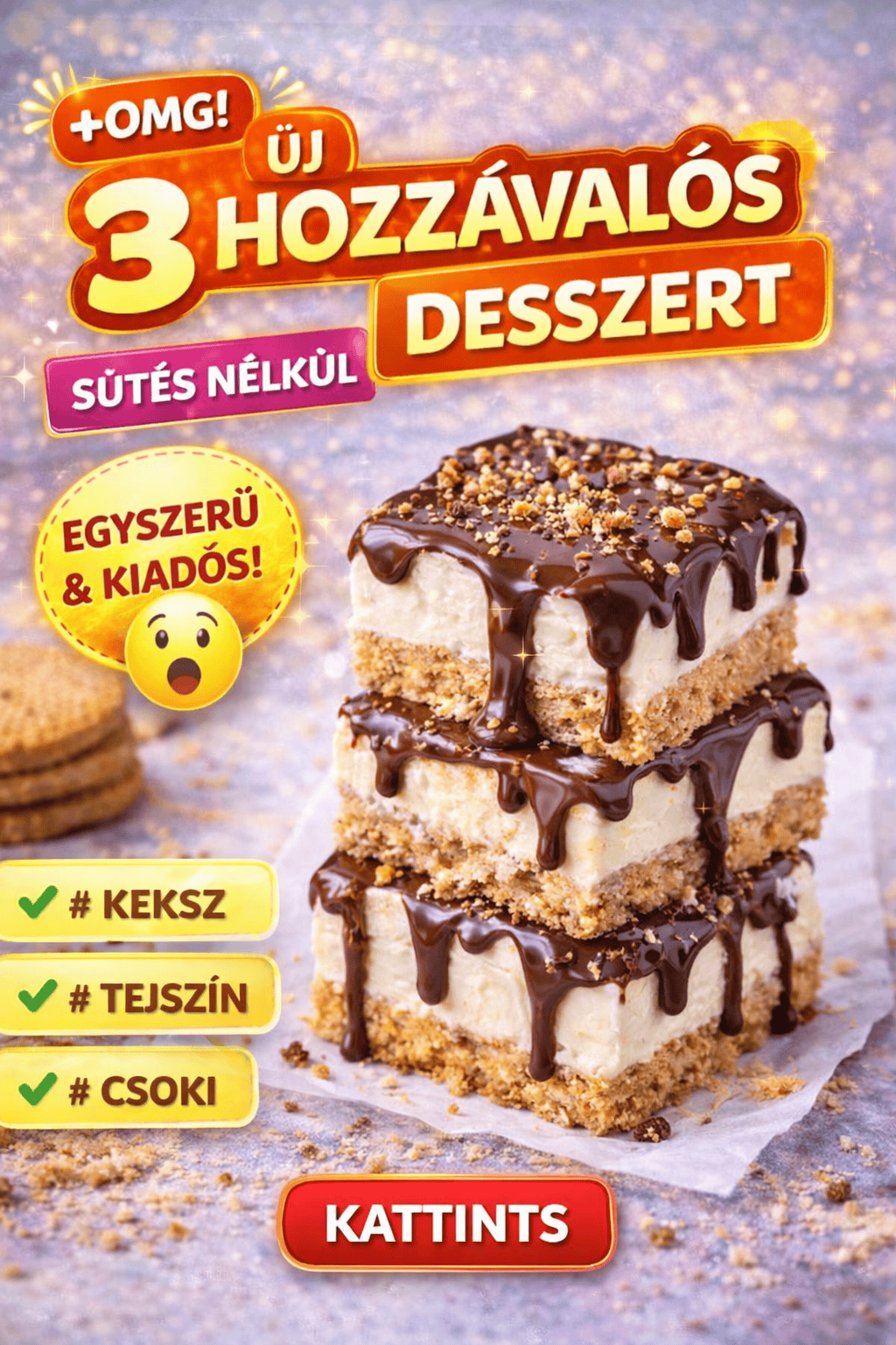 3 hozzávalós krémes-csokis finomság - Sütés nélkül!