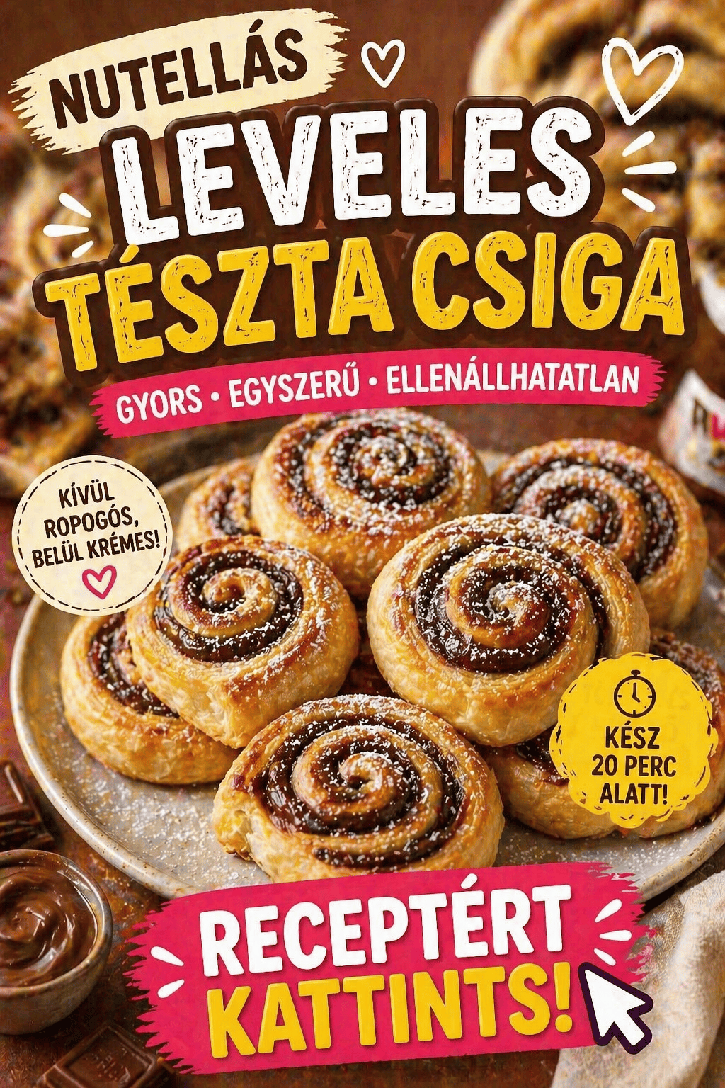 Nutellás leveles tészta csiga – édesszájúaknak