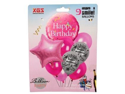 Happy Birthday Rózsaszín Lufi Szett 9db os