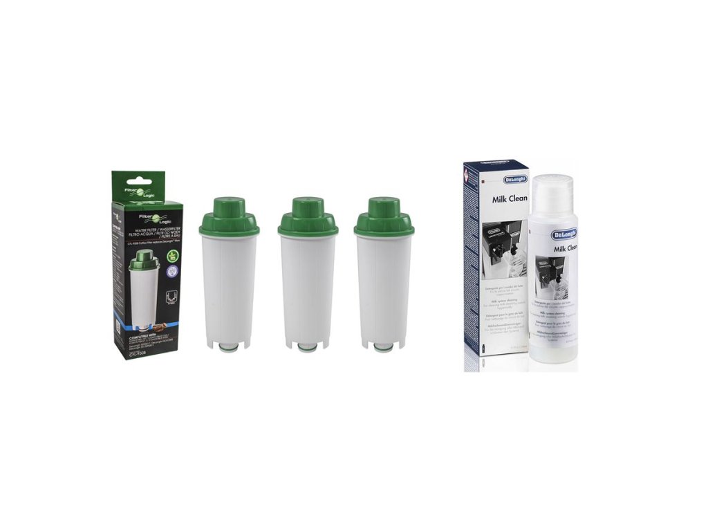 DeLonghi DLS C002 - Filter Logic CLF-950 (náhrada) 3 ks + DeLonghi SER3013 Milk Clean