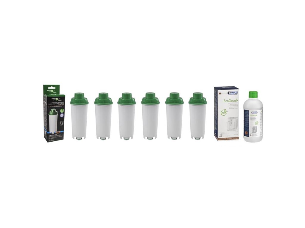 DeLonghi DLS C002 - Filter Logic CLF-950 (náhrada) 6 ks + EcoDecalk odvápňovač 500 ml