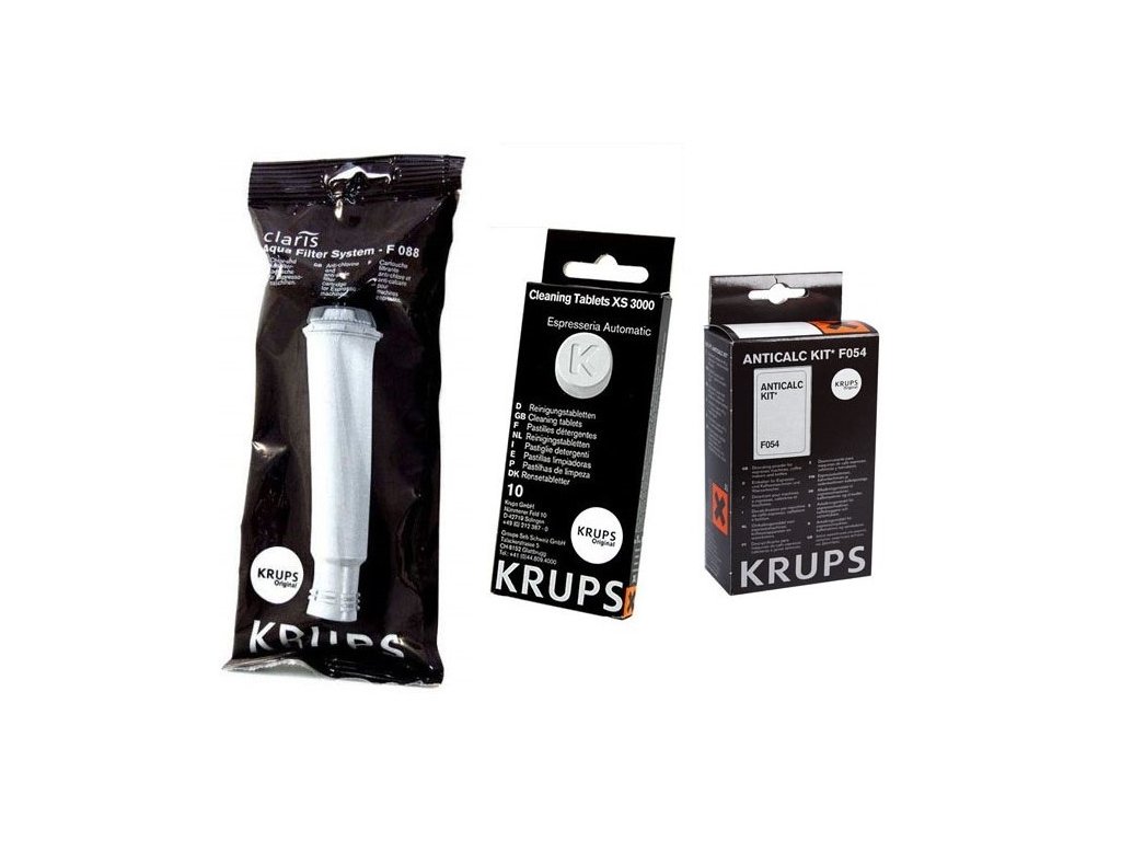 Krups F08801 Aqua Filter Claris + F0540010 odvápňovač + XS300010 čistiace tablety pre espressá Krups