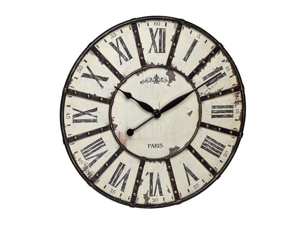 60.3039.02 TFA VINTAGE Analógové XXL nástenné hodiny s rímskymi číslicami, biele