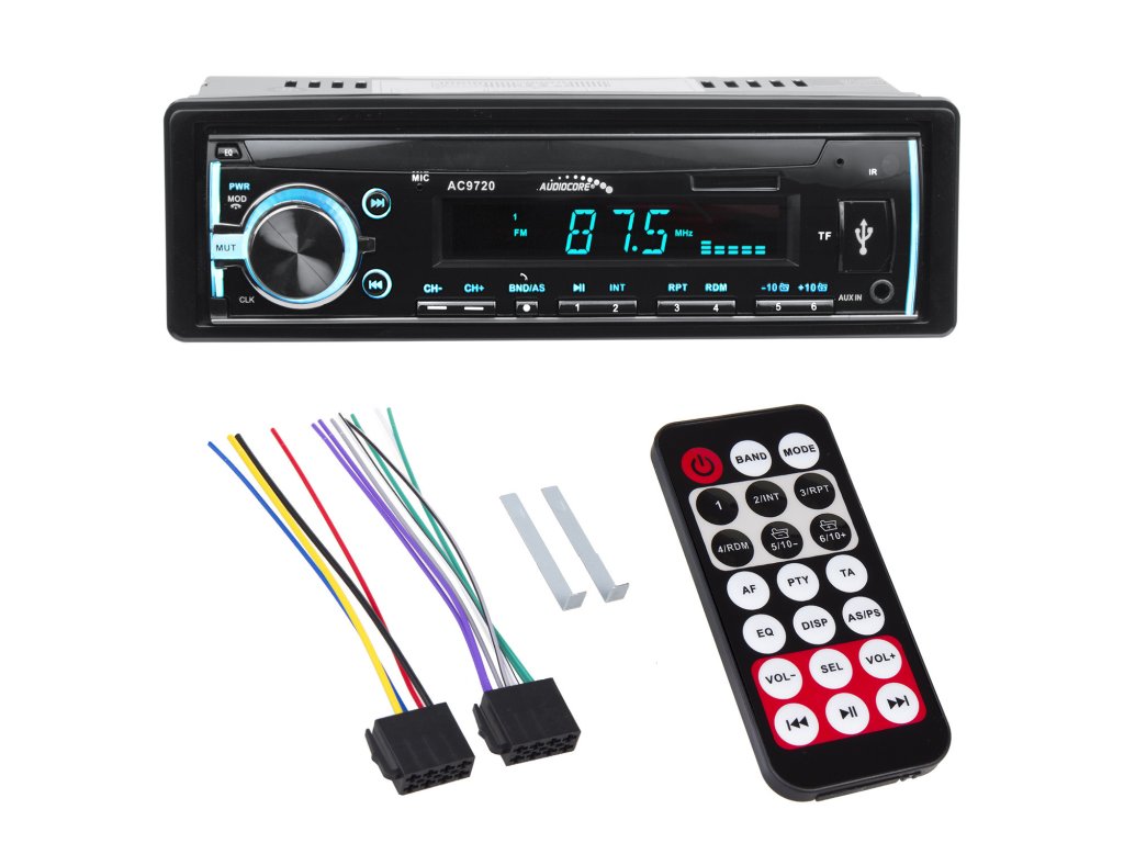 Audiocore rádio AC9720 B MP3/WMA/USB/RDS/SD ISO Bluetooth Multicolor