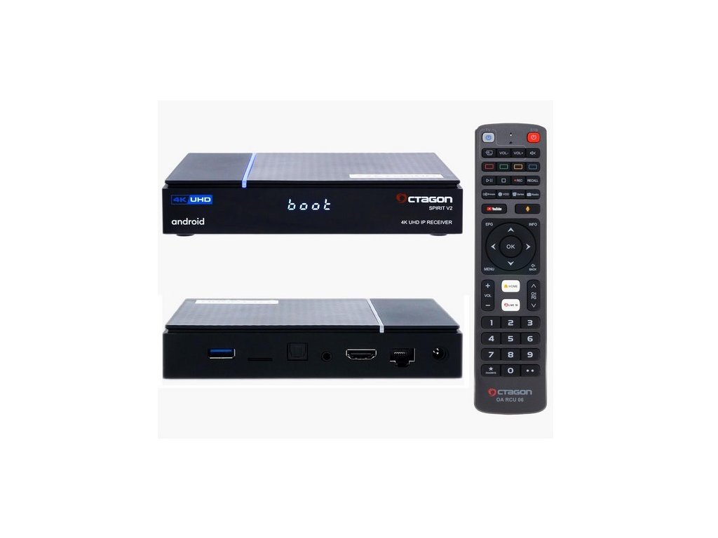 OCTAGON SPIRIT V2 PRE 4K Android, 2GB/32GB, TV IP OTT, Bluetooth 5.1
