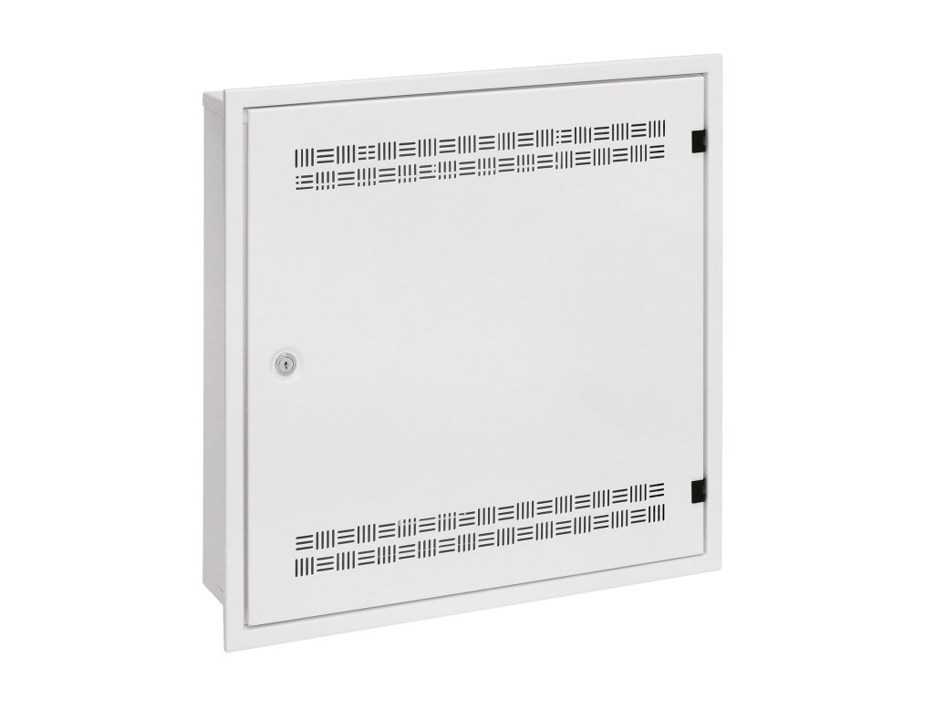 Rozvaděč SOHO LC-18 do zdi s lištami 2U, 4U a 11U, 550x550 bílá RAL9003 s rámečkem k zazdění