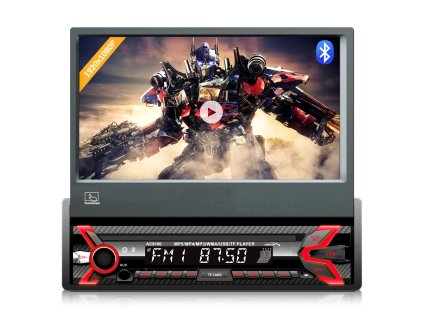Autorádio Audiocore, 7" výsuvný LCD dotykový panel 1080P, MP5, AVI DivX, Bluetooth, RDS, diaľkové ovládanie v cene, AC