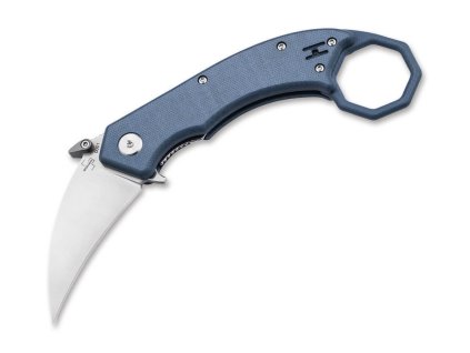Böker Plus 01BO516 HEL KARAMBIT GREY vreckový karambit 6,1cm, šedomodrá, G10, spona, nylonové puzdro