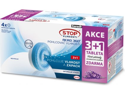 Ceresit 2629135 STOP VLHKOSTI AERO 360° náhradné tablety 2v1, 3x neutrálna tableta + 1x levanduľová