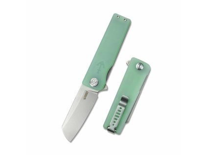 Kubey KU317E Sailor vreckový nôž 7,9 cm, Bead Blasted, zelená Jade, G10, spona