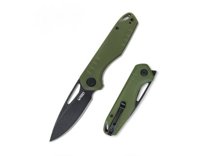 Kubey KU324C Doris Green Black vreckový nôž 8,3 cm, čierna, zelená, G10, spona