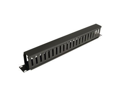 Káblový manažér horizontálny SmartRack 1U, káblový kanál s výrezmi pre káble a krytom