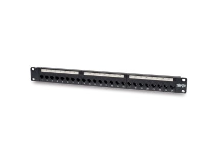 Patch panel priechodný pre montáž do racku 1U, 24x Cat6/Cat5, RJ45 Ethernet