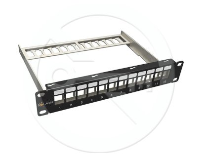 Patch panel Solarix 10" modulárny neosadený 12 portov 1U SX12M-0-STP-BK-UNI-N-10