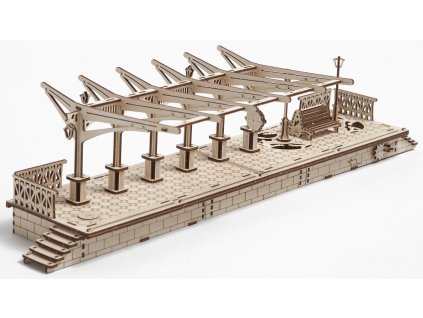 Ugears 3D drevené mechanické puzzle železničná plošina