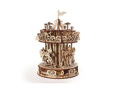 Ugears 3D drevené mechanické puzzle kolotoč