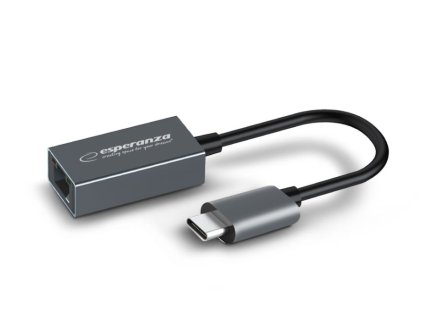 Sieťová karta Esperanza ENA102, adaptér ethernet RJ45 na USB-C, gigabit