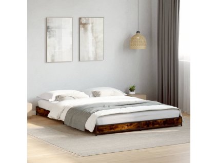 Multidom Posteľný rám dymový dub 135x190 cm kompozitné drevo a kov