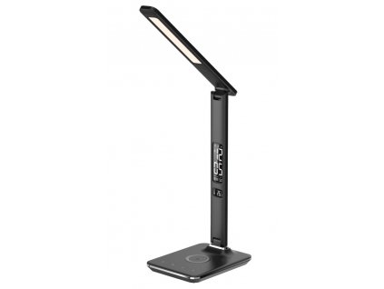 IMMAX LED stolní lampička Kingfisher/ Qi nabíjení/ 8,5W/ 400lm/ 12V/2,5A/ 3 barvy světla/ sklápěcí rameno/ černá 08965L