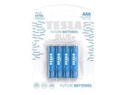 TESLA BLUE+ Zinc Carbon baterie AAA (R03, mikrotužková, blister) 4 ks 15030420