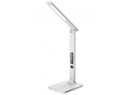 IMMAX LED stolní lampička Kingfisher/ Qi nabíjení/ 8,5W/ 400lm/ 12V/2,5A/ 3 barvy světla/ sklápěcí rameno/ bílá 08966L