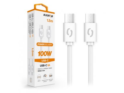 Datový kabel ALIGATOR POWER 100W, USB-C/USB-C 5A, 1,5m bílý DATKP47