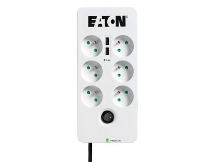 Eaton Protection Box 6 USB FR, prepäťová ochrana, 6 zásuviek, 2x USB nabíjačka, 1m PB6UF
