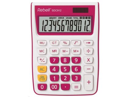 REBELL kalkulačka - SDC912 PK - růžová RE-SDC912 PK BX