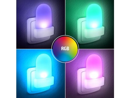 Solight Nočné LED RGB svetlieko so svetelným senzorom, voliteľná farba svetla, 230V WL910