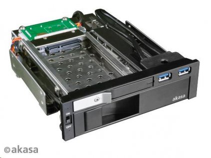 AKASA HDD box Lokstor M51, 3.5" a 2.5" pevný disk SATA do 5.25" vnútorná pozícia, USB 3.0, čierna AK-IEN-01