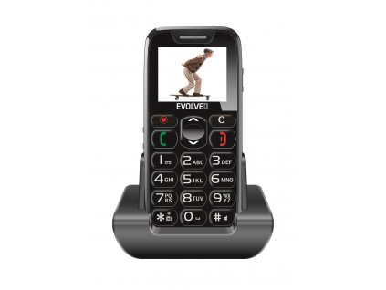 EVOLVEO EasyPhone, mobilný telefón pre seniorov s nabíjacím stojanom (čierny) EP-500-BLK