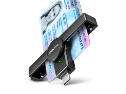 AXAGON CRE-SMPC, USB-C PocketReader čítačka kontaktných kariet ID card (eID klient) CRE-SMPC