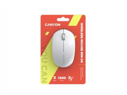 Canyon MW-04, Bluetooth optická myš, 1200 dpi, 3 tlač, 1x AA, úspora energie, biela CNS-CMSW04W