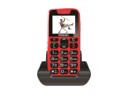 EVOLVEO EasyPhone, mobilný telefón pre seniorov s nabíjacím stojanom (červený) EP-500-RED