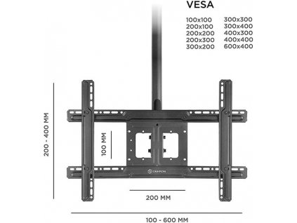 ONKRON Stropný držiak TV s nastaviteľnou výškou pre 32 až 80-palcové LED LCD televízory, čierny N2L-B