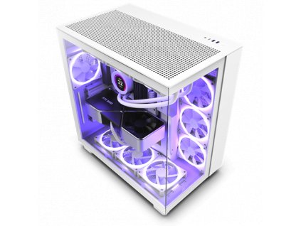 NZXT case H9 Flow / 4x120mm fan / up to 10xfan / mesh top / glass / white CM-H91FW-01