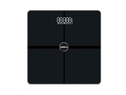 UMAX chytrá váha Smart Scale US30HRC/ 0,2 – 180 kg/ Bluetooth 4.0/ 15 tělesných parametrů (tep. frekv.)/ čeština/ černá UB603