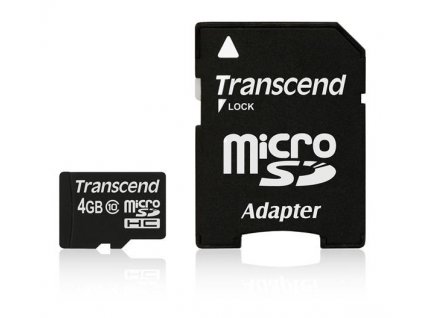 Karta TRANSCEND MicroSDHC 4GB Class 10 + adaptér TS4GUSDHC10