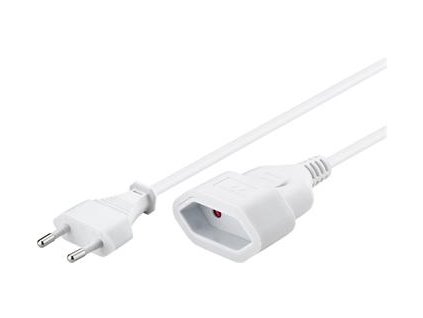 PremiumCord Kábel sieťový predlžovací dvojvidlica 230V 2m biely kpsm2w