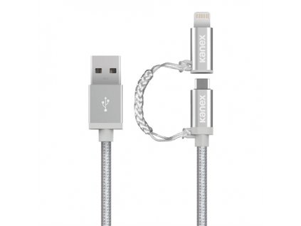 Kanex kábel Premium Lightning Cable + Micro USB Combo 1.2m - Silver K8PMU4FPSV
