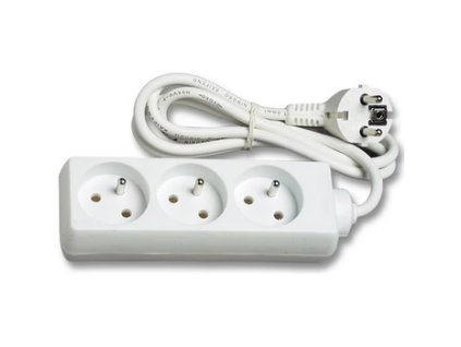 PremiumCord PP3-02, 230V 2m 3 zásuvky, biela PP3-02