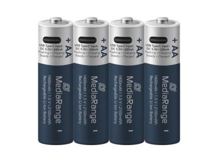 MEDIARANGE Batérie nabíjateľné AA, USB-C, 4ks MRBAT161