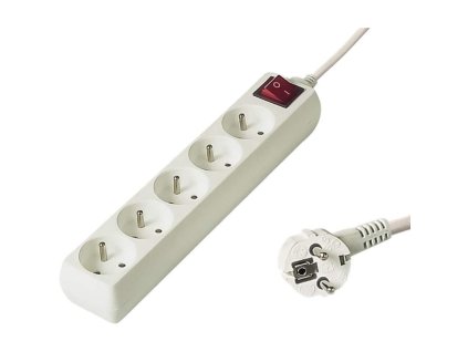 PremiumCord PP5K-02 230V 2m 5 zásuvky + vyp PP5K-02