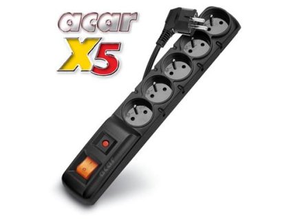 Rozvodný panel ACAR X5/3m 5x220V čierny+prep.ochr. 9600